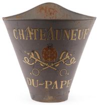 Chateauneuf-du-Pape hand painted advertising grape pickers hood/bucket, 62cm high : For further