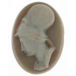 Antique stone cameo carved with a head, 3cm high, 12.0g : For further information on this lot please