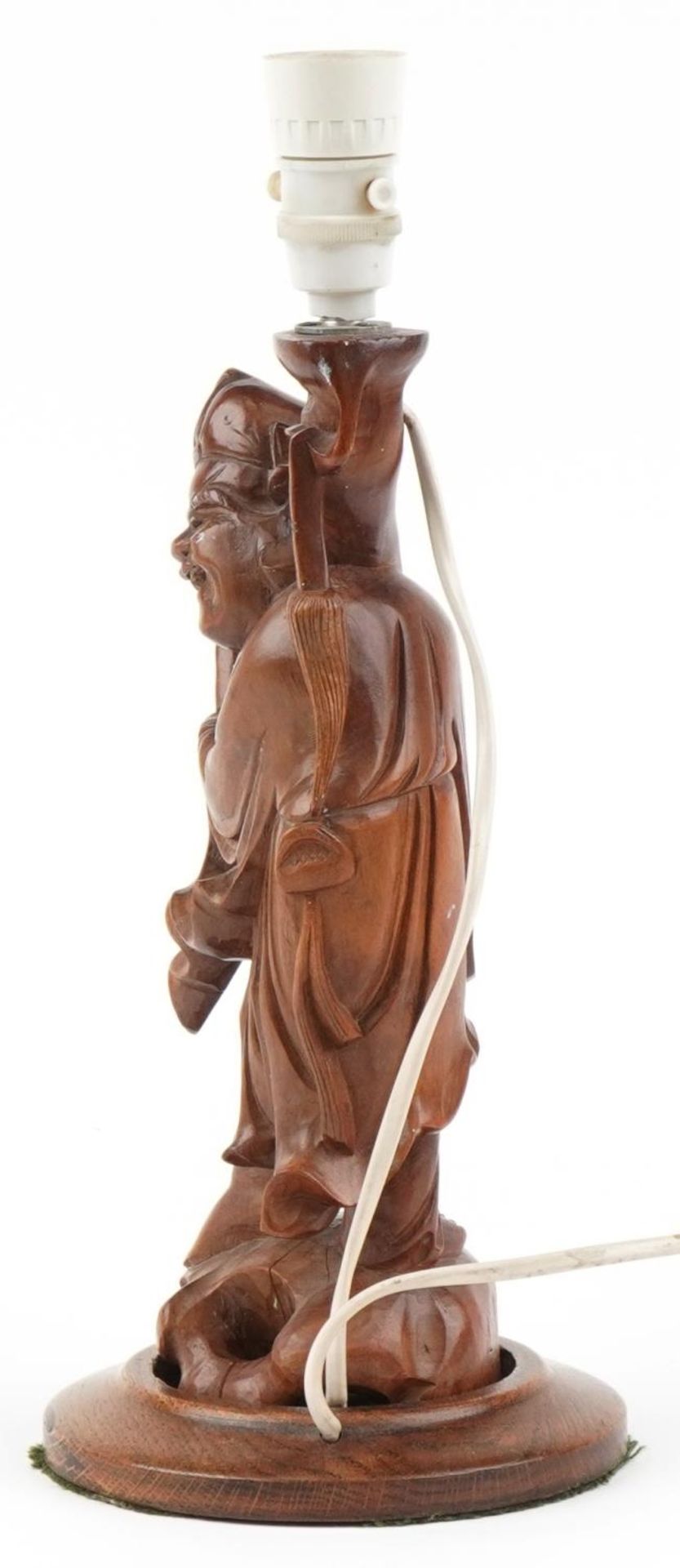 Chinese carved root wood table lamp in the form of an elder, 38.5cm high : For further information - Bild 2 aus 5