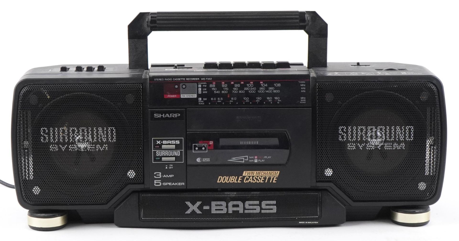 Vintage Sharp stereo radio cassette recorder, model WQ-T352E (BK) : For further information on