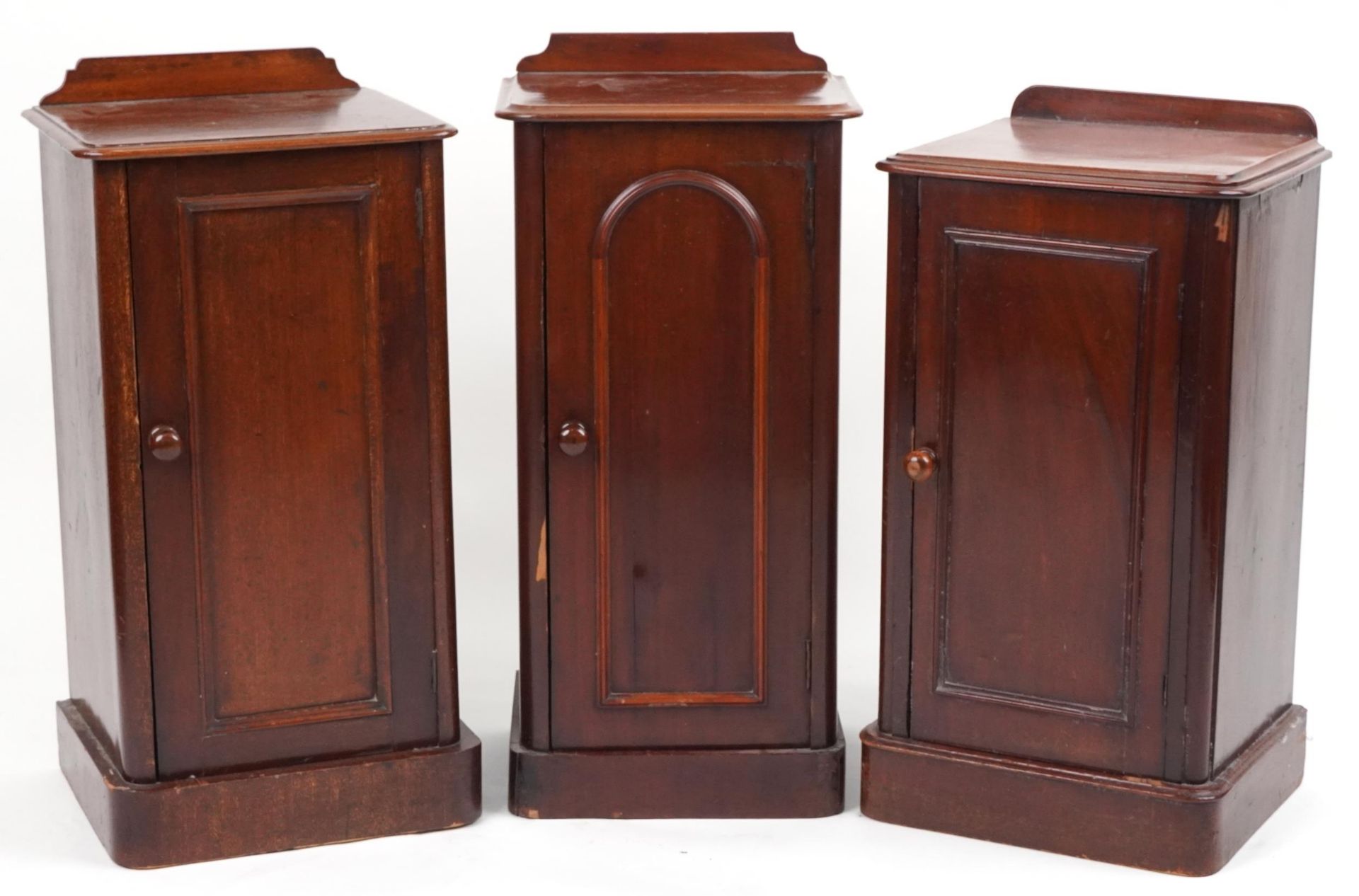 Three Victorian mahogany pot cupboards, the largest 76cm high : For further information on this