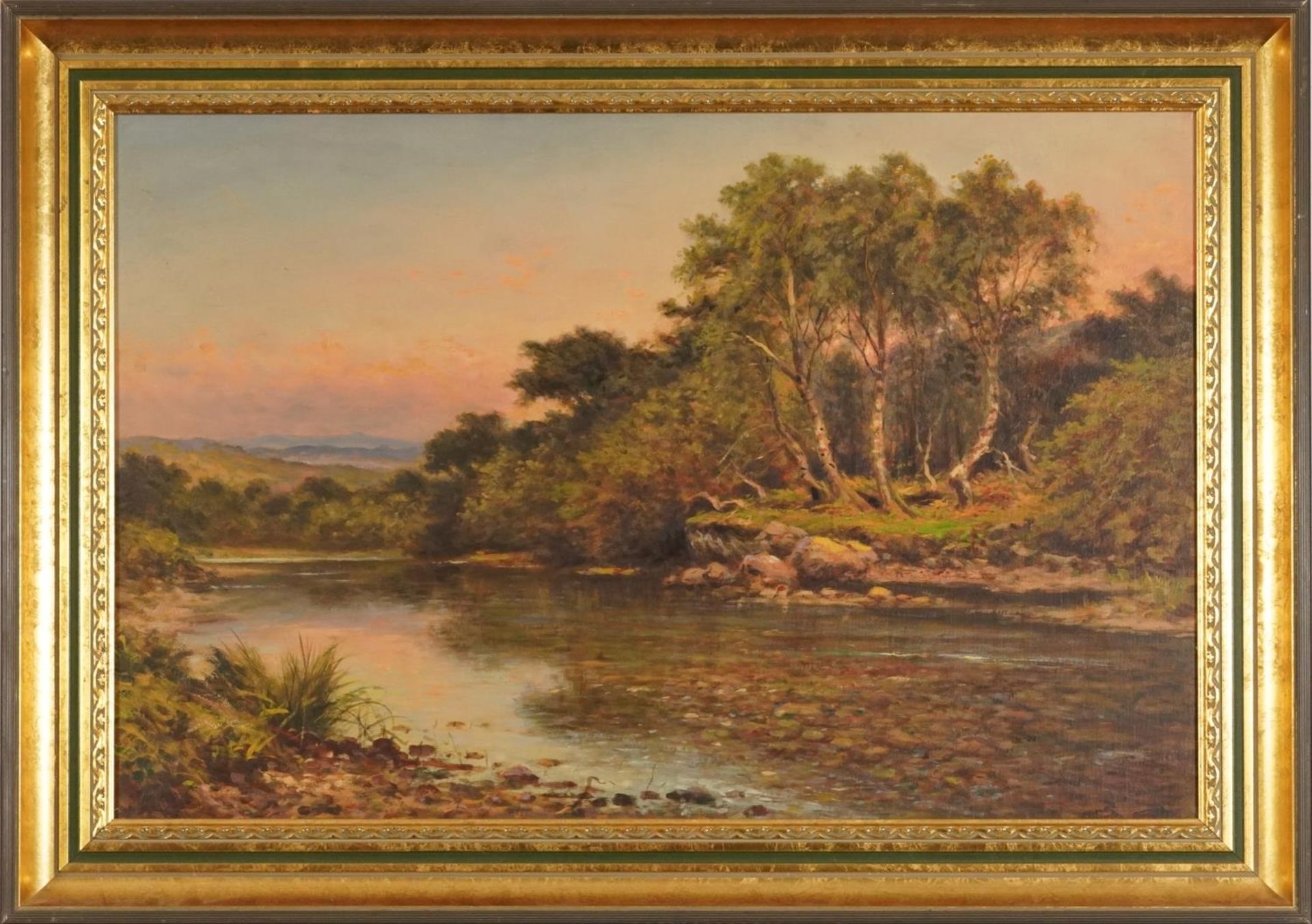 River scenes, matched pair of 19th/early 20th century oil on canvases, one signed L Richards, - Bild 8 aus 11