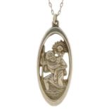 Silver St Christopher pendant on a silver necklace, 3.2cm high and 52cm in length, 4.5g : For