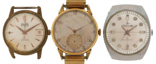 Three vintage gentlemen's wristwatches including automatic Allain with date aperture : For further