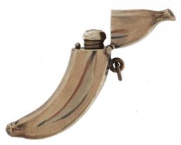 Levi & Salaman, Edwardian silver scent bottle in the form of a banana, Birmingham 1905, 6cm high,