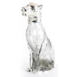 Novelty cut glass claret jug with silver plated mounts in the form of a dog, 24cm high : For further