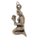 Silver kneeling nude female charm, 2.2cm high, 3.0g : For further information on this lot please