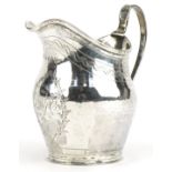 George IV silver cream jug with engraved decoration, indistinct maker's mark, possibly SAB, London