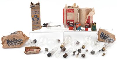 Quantity of vintage electric lightbulbs including boxed Mazda and Philips, the largest 22cm : For