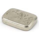 Vintage white metal squeeze vesta engraved How the devil do you open it, 5.2cm wide, 28.4g : For