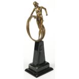 Coalport Art Deco Riding of Hope figurine designed and modelled by Carl Payne Sculptures, 35cm