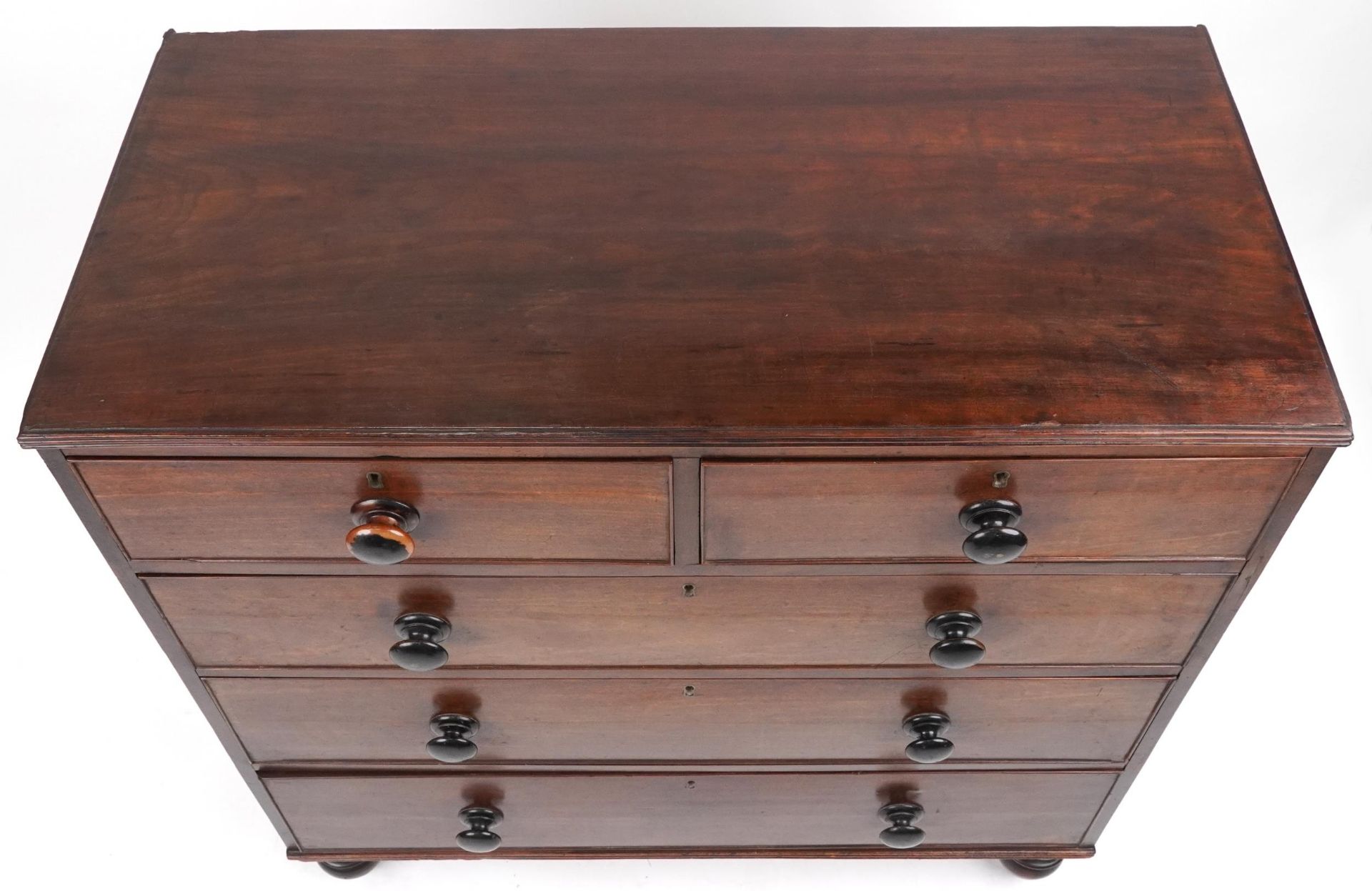 Victorian mahogany five drawer chest, 106cm H x 100cm W x 50cm D : For further information on this - Image 3 of 4