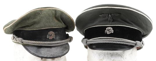 Two German military interest peak caps with badges : For further information on this lot please