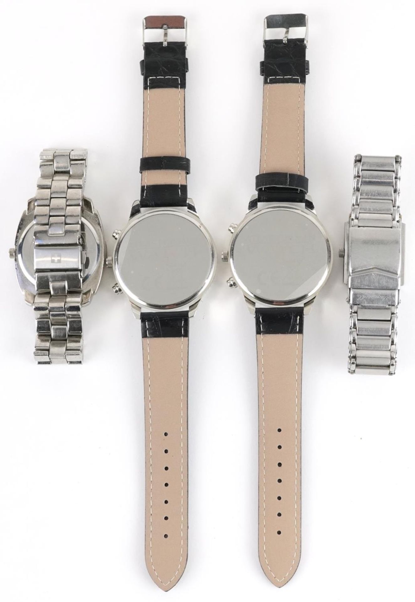 Three gentlemen's wristwatches and a ladies Ingersoll wristwatch set with colourful stones to the - Bild 3 aus 3