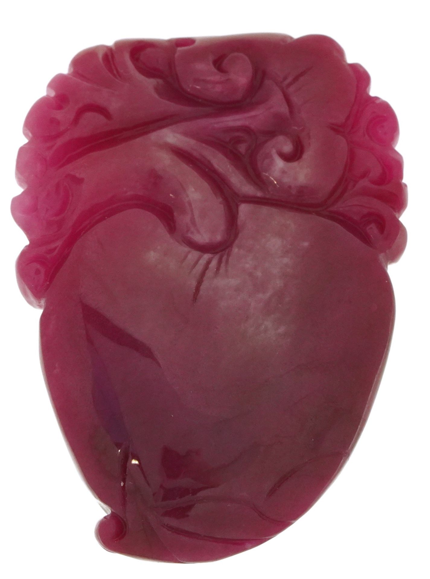 Chinese pink tourmaline pendant carved with a dragon and fruit, 6.5cm high : For further information - Image 2 of 6