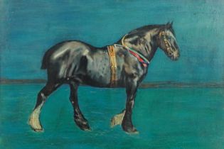 Portrait of a horse, Hercules, oil on board, framed, 59.5cm x 39.5cm excluding the frame : For