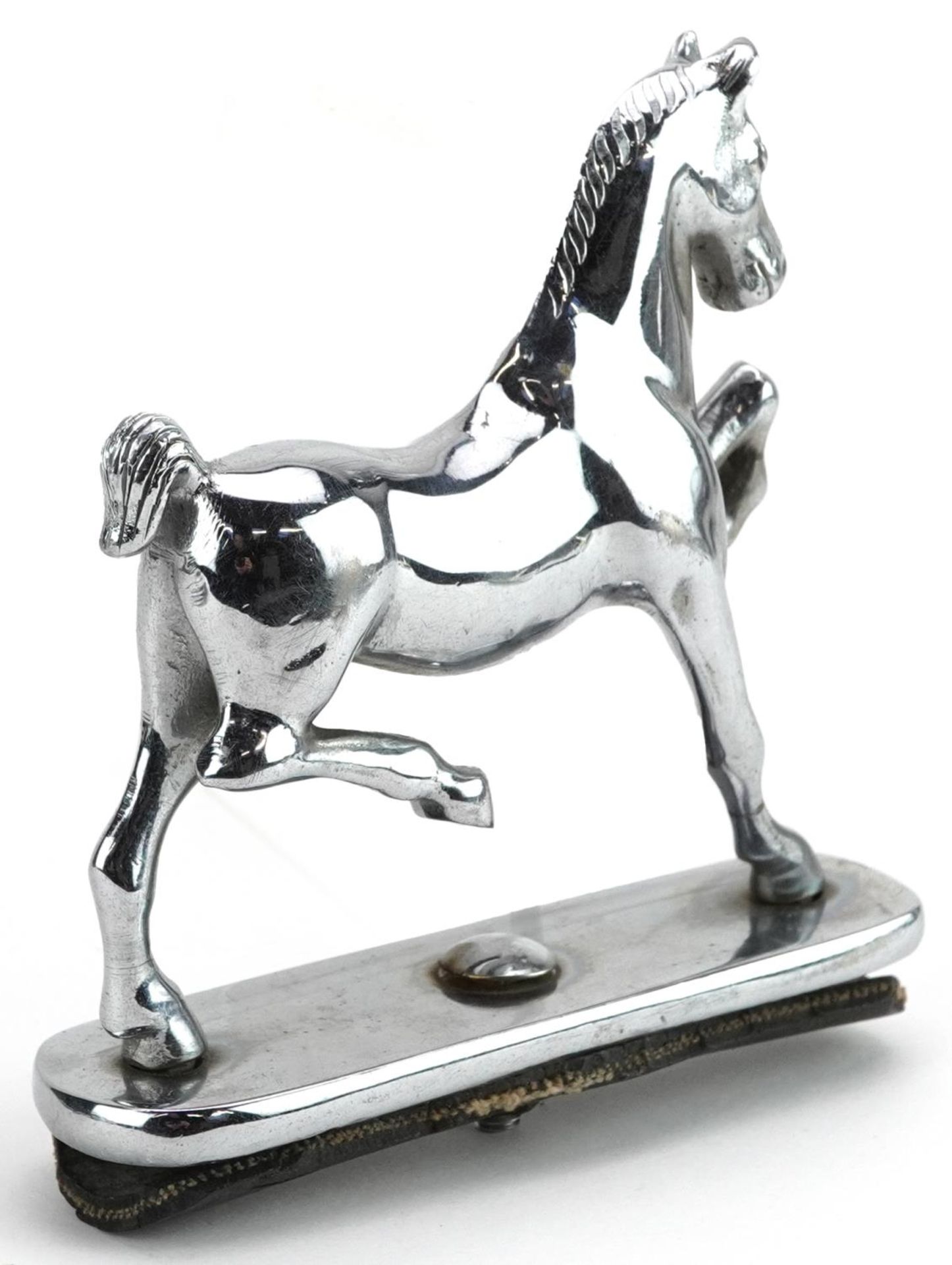 Vintage chrome painted car mascot in the form of a horse, 10cm in length : For further information - Image 2 of 3