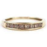 9ct gold Champagne diamond half eternity ring, size N, 1.6g : For further information on this lot