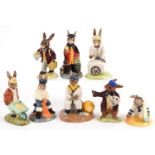 Eight Royal Doulton Bunnykins figures, four with certificates, comprising Artist Bunnykins, Ice