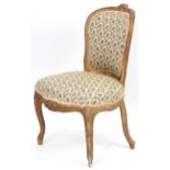 French gilt framed bedroom chair with floral upholstery, 90cm high : For further information on this