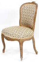 French gilt framed bedroom chair with floral upholstery, 90cm high : For further information on this