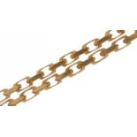 9ct gold rectangular box link necklace, 50cm in length, 9.4g : For further information on this lot