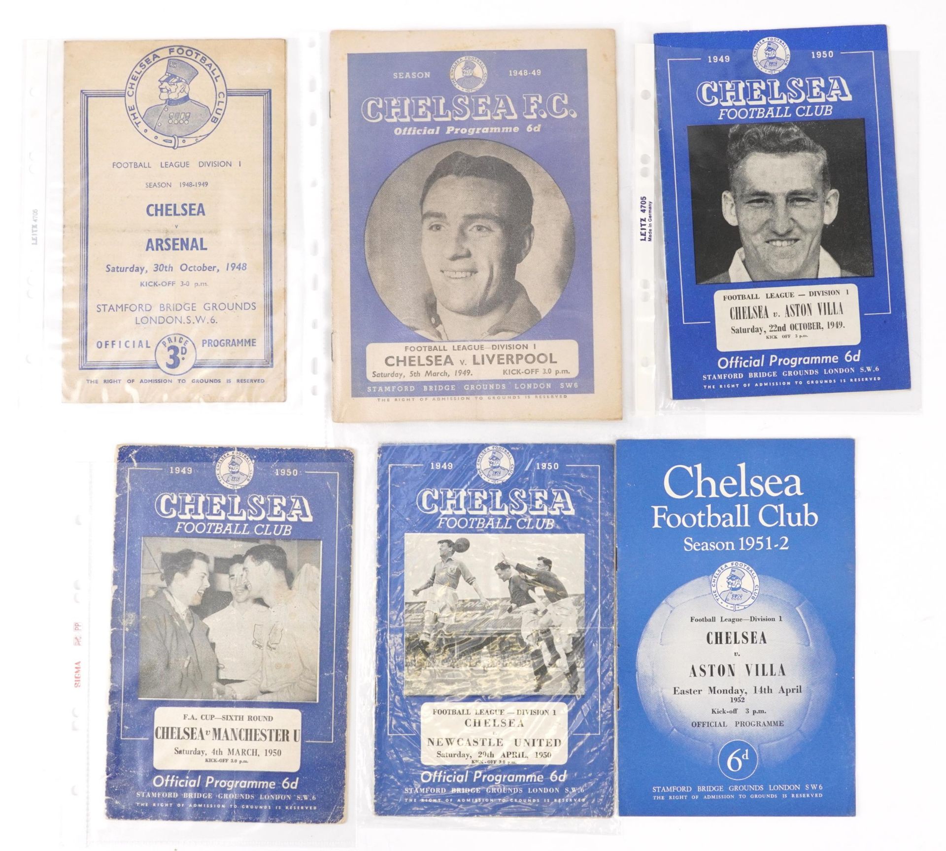 1940s and later footballing interest Chelsea programmes including Chelsea v Arsenal 30th October