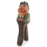 Pair of painted Black Forest carved wood nut crackers in the form of a man, 21.5cm high : For
