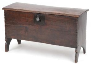 Antique carved oak blanket box with candle tray, 56cm H x 97cm W x 37cm D : For further