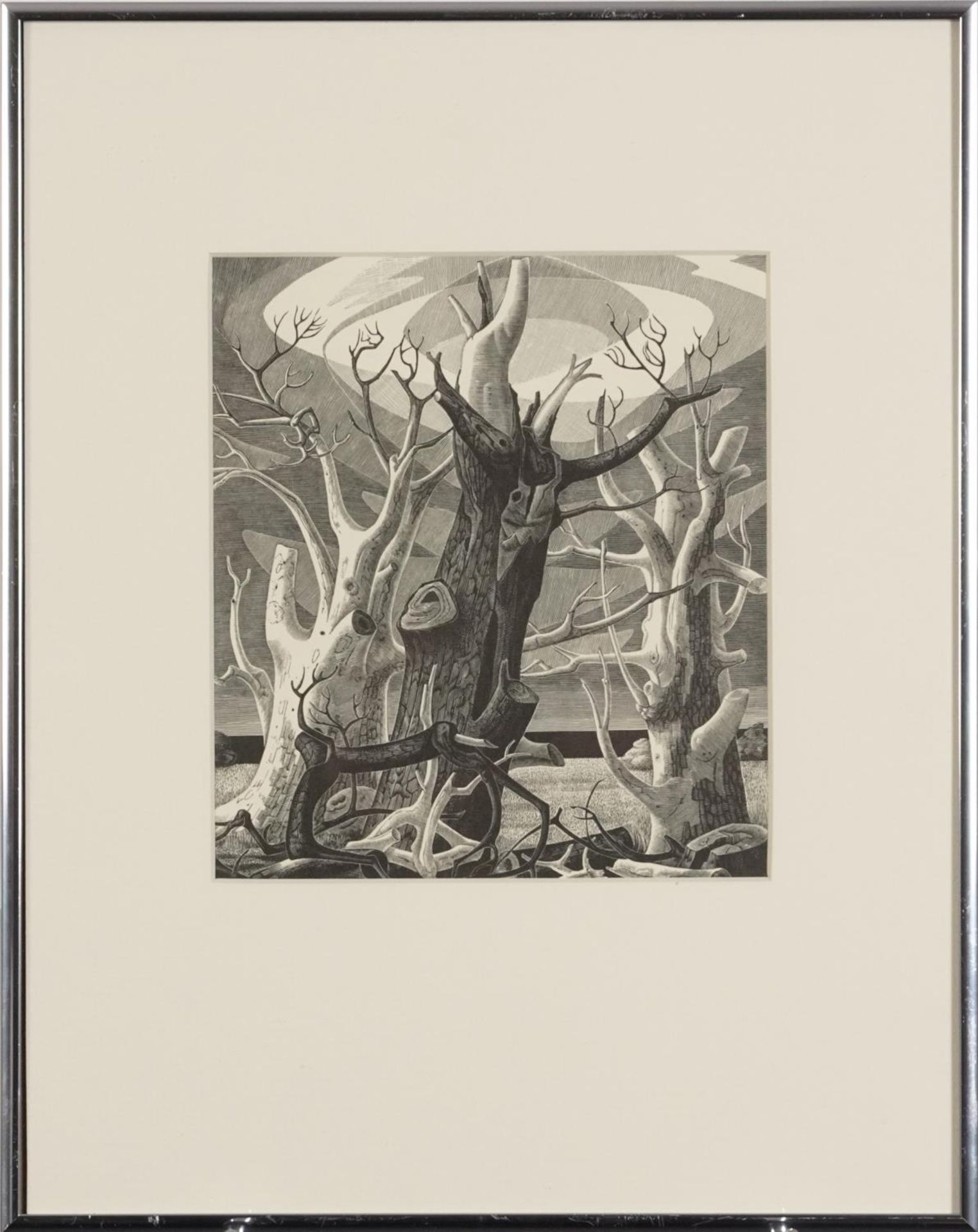 Monica Poole - Dead Trees Sheppey, wood engraving inscribed 1977 In the Florin Press 1983 verso, - Bild 2 aus 4
