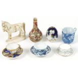 Asian and continental porcelain together with an Indian carved stone horse, the porcelain