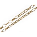9ct gold long Belcher link necklace, 58cm in length, 2.0g : For further information on this lot