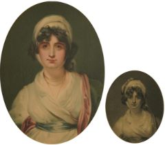 After Thomas Lawrence RA - Mrs Siddons, two antique prints, one in colour, each framed and glazed,