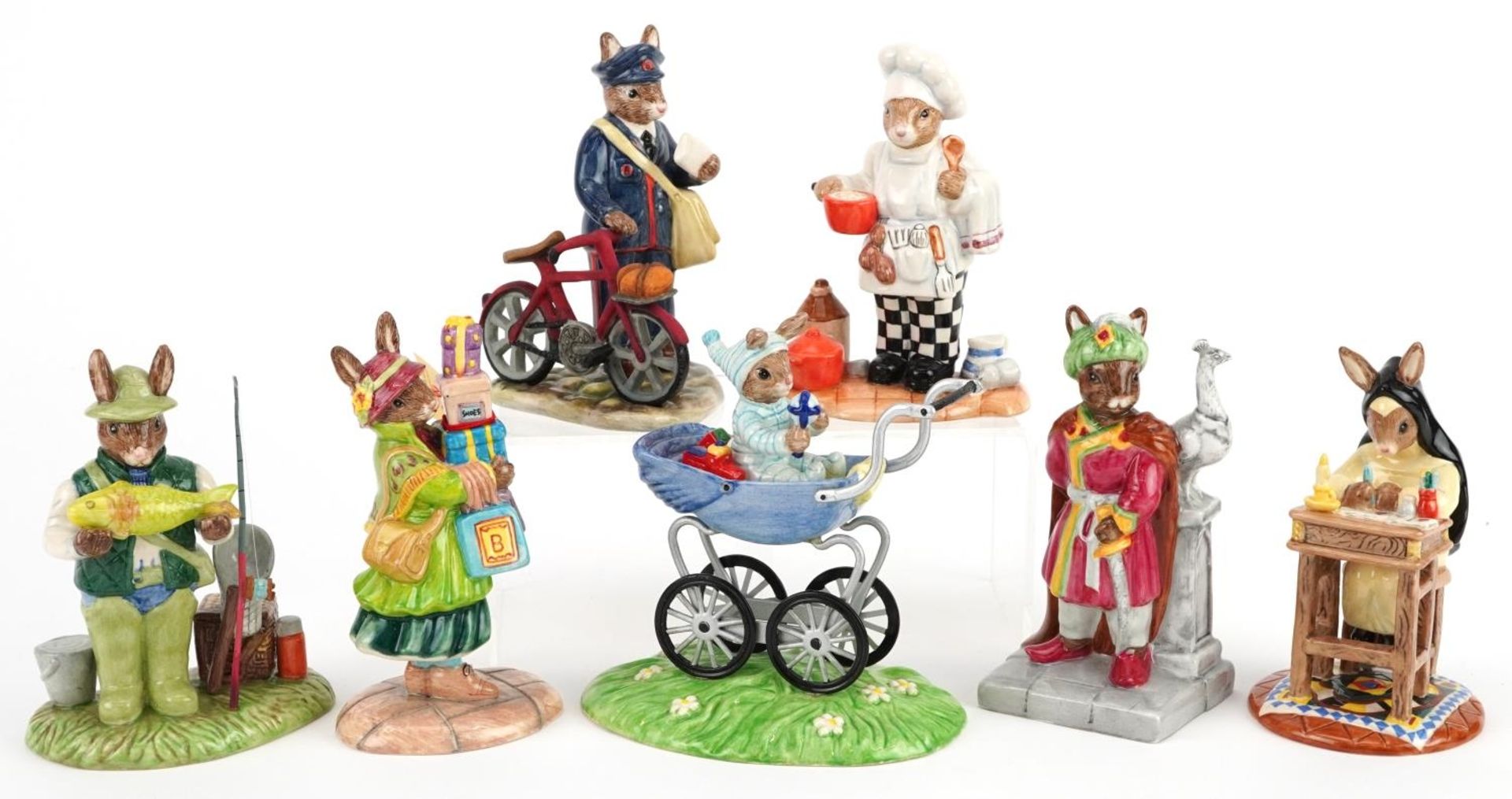 Seven Royal Doulton Bunnykins figures, six with certificates, comprising Sister Mary Barbara