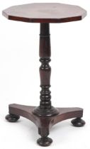 Regency octagonal mahogany tripod occasional table, 60cm H x 39cm W x 39cm D : For further