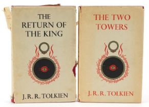 The Return of the King and The Two Towers by J R R Tolkien, two hardback books with dust covers :