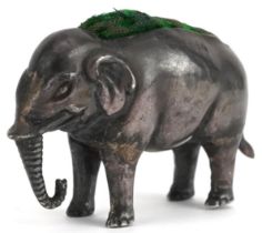 Adie & Lovekin Ltd, George V novelty silver pin cushion in the form of an elephant, Birmingham 1922,