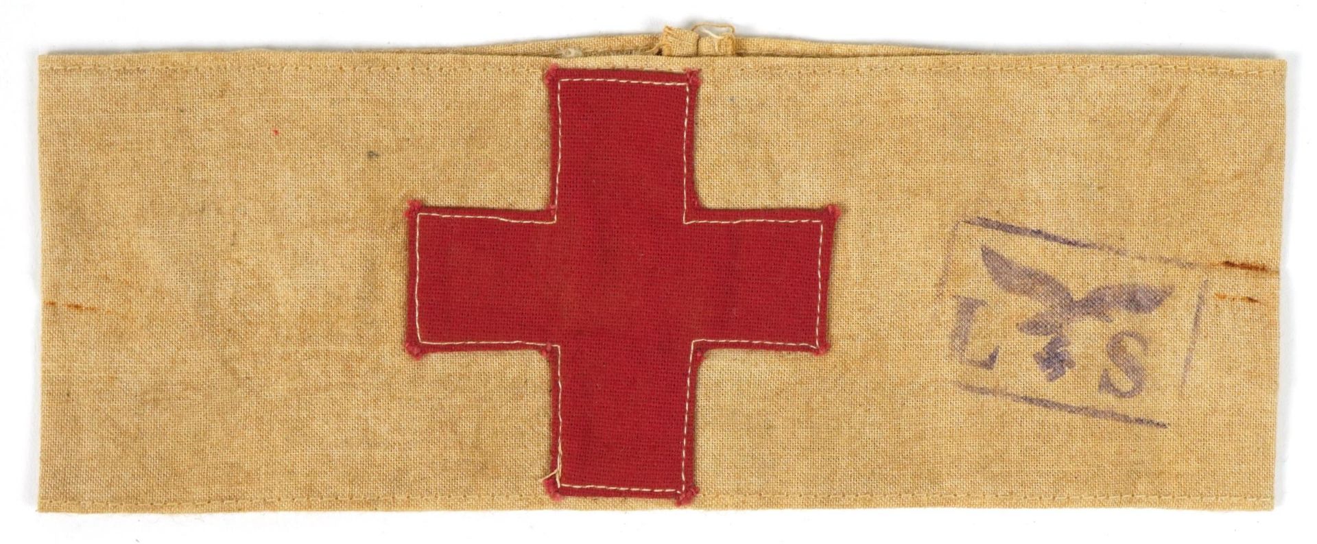 German military interest Pilot Red Cross armband with stamp, 20.5cm wide : For further information