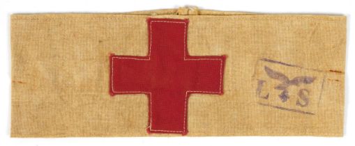 German military interest Pilot Red Cross armband with stamp, 20.5cm wide : For further information