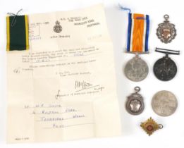 British military World War I and World War II militaria including 1914-18 War medal awarded to M2-