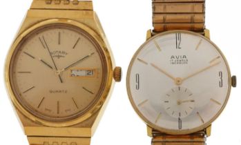 Two vintage gentlemen's wristwatches comprising Avia and Rotary : For further information on this