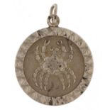 Silver zodiac Cancer symbol pendant, 2.3cm high, 3.7g : For further information on this lot please