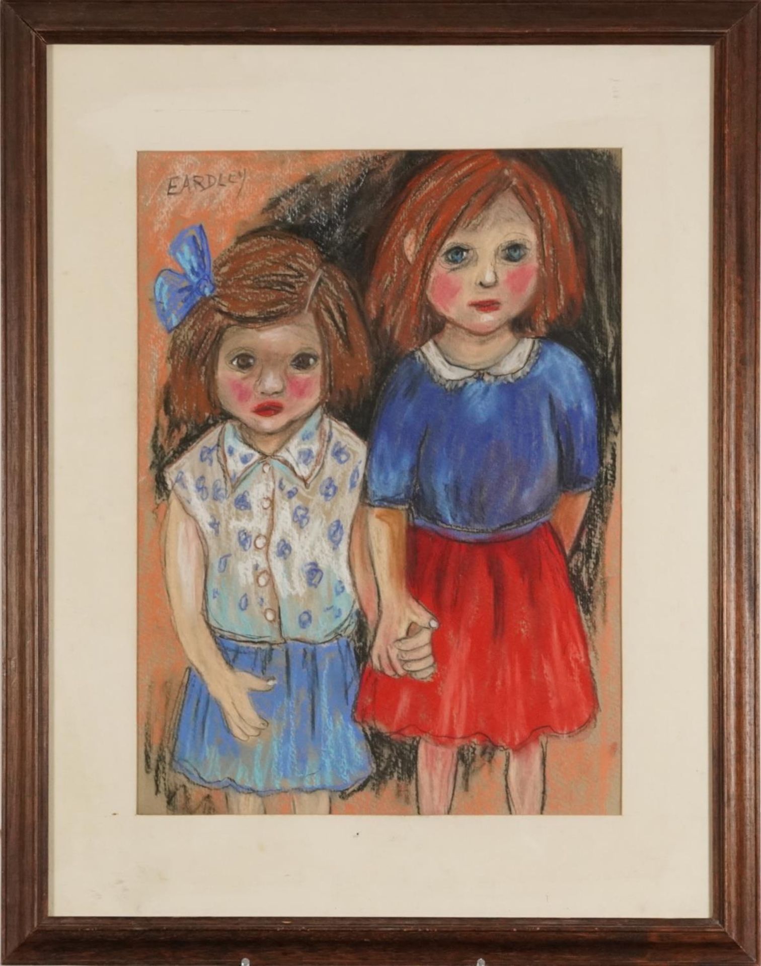 Circle of Joan Eardley - Sunday Best, pastel, mounted, framed and glazed, 44.5cm x 32.5cm - Bild 2 aus 5
