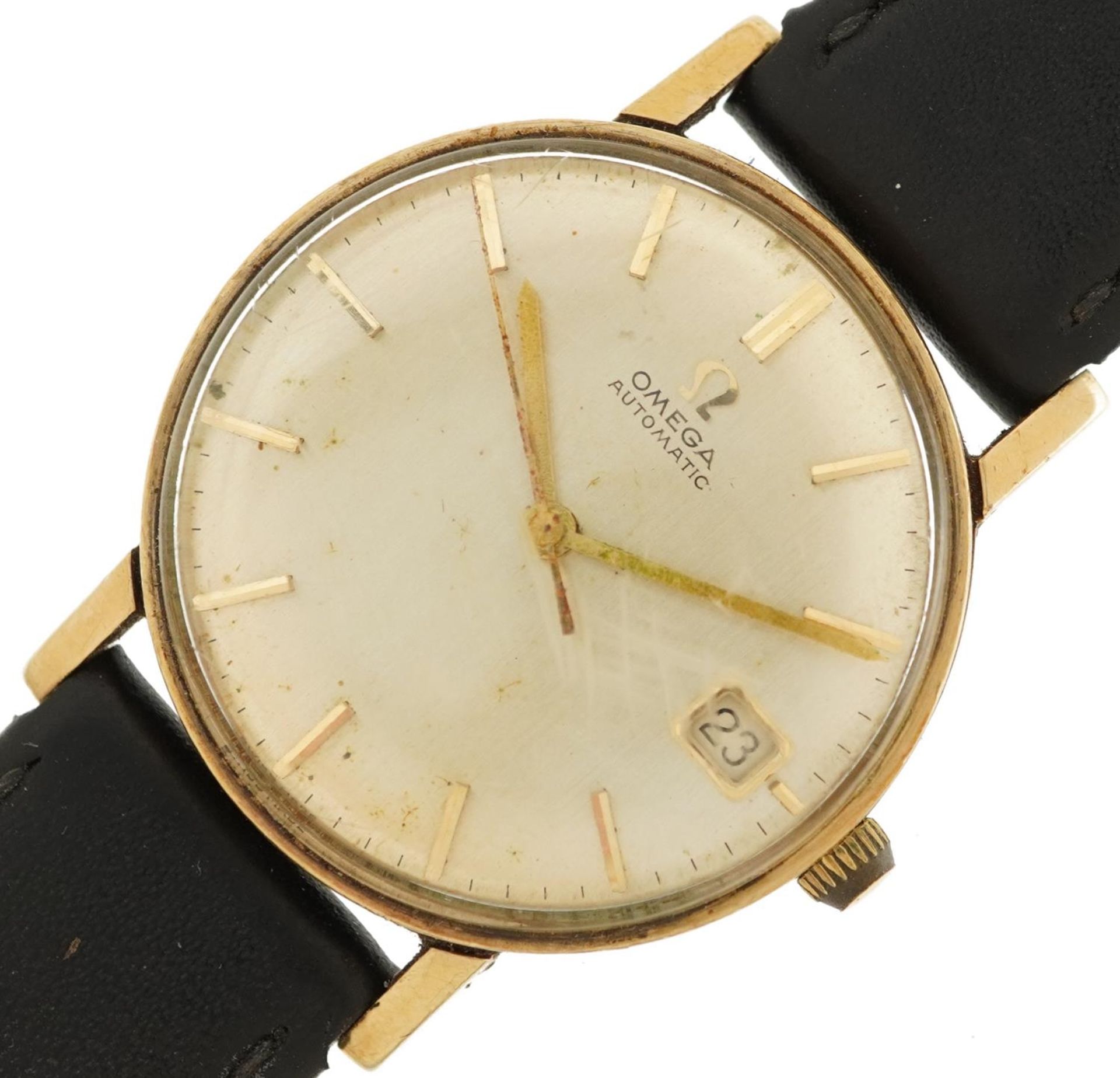 Omega, gentlemen's 9ct gold automatic wristwatch with date aperture, the movement numbered 19664649,