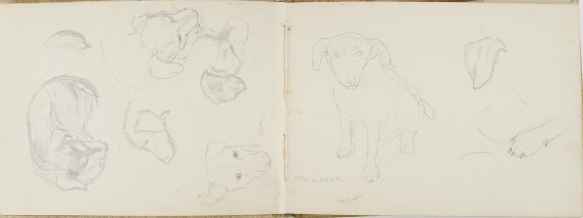Four early 20th century sketchbooks housing various pencil sketches including animals and life - Image 3 of 9