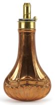 19th century James Dixon & Sons of Sheffield copper and brass powder flask, 20cm in length : For