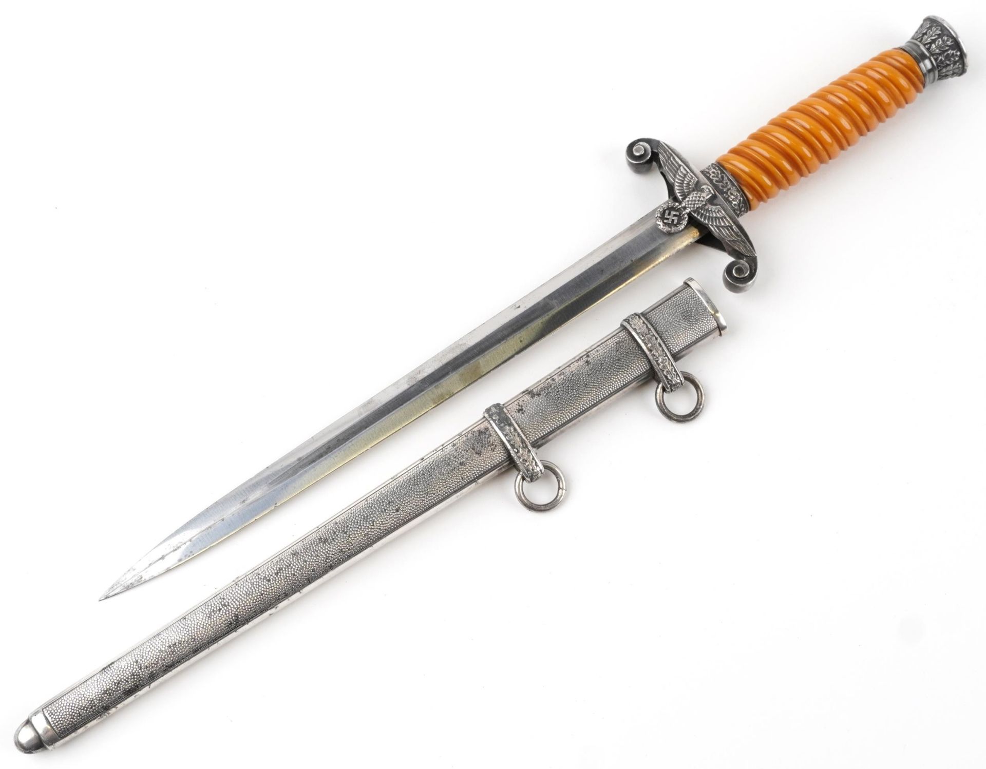 German military interest officer's army dagger with scabbard and steel blade engraved Eickhorn, 40cm - Image 2 of 4