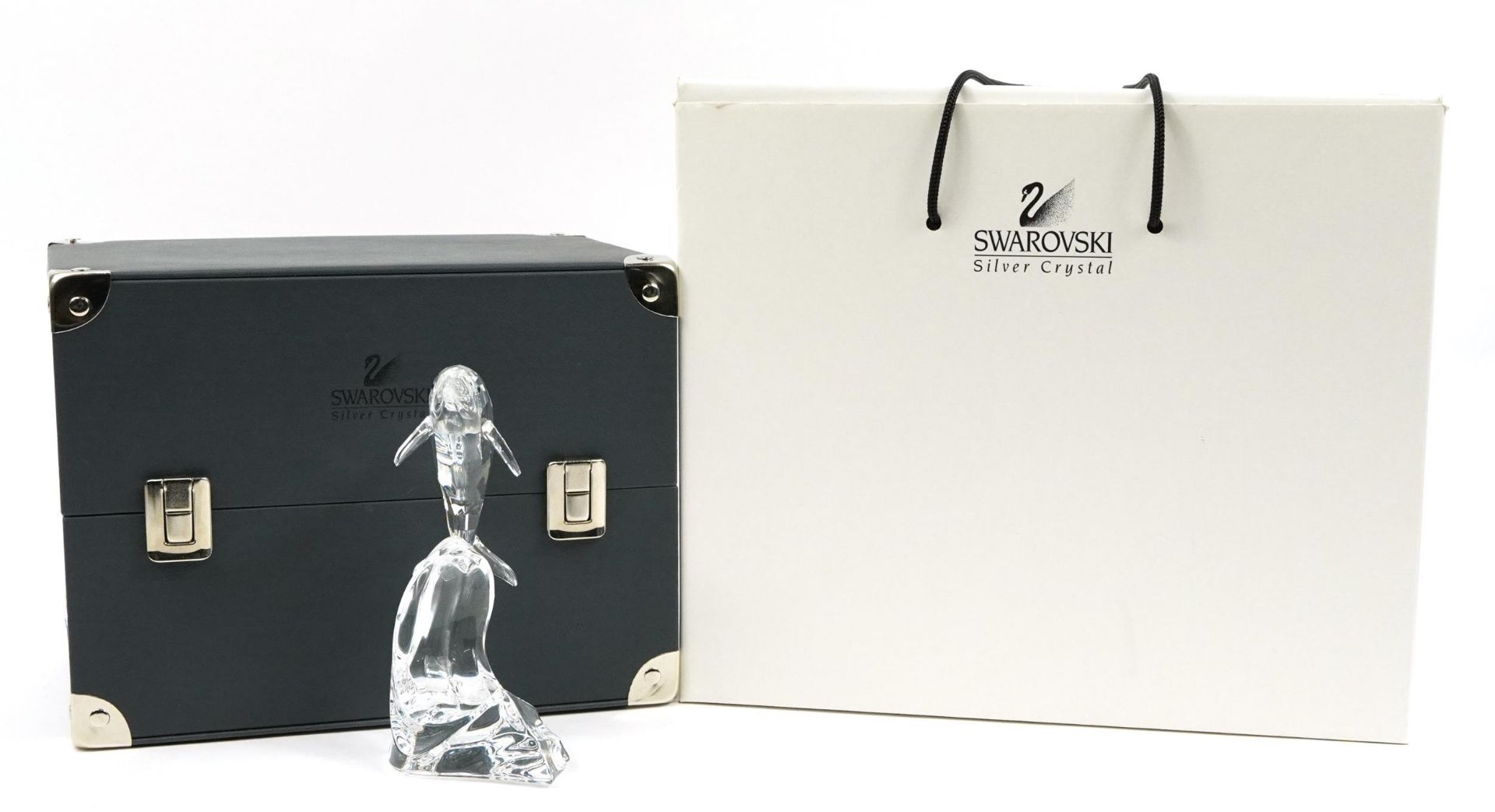 Michael Stamey for Swarovski, crystal Maxi dolphin with fitted case and box, 20cm high : For further