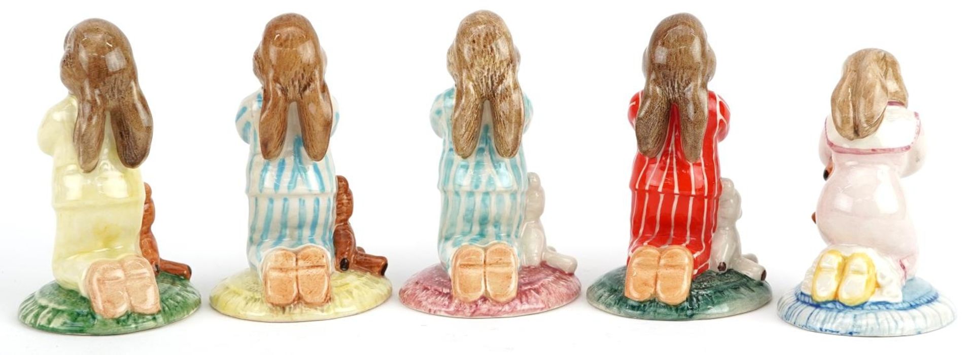 Five Royal Doulton Bunnykins figures comprising four Bedtime Bunnykins and Goodnight Bunnykins, - Bild 2 aus 3
