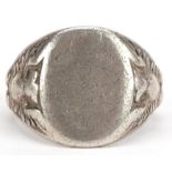 Polish military World War II silver signet ring housed in a silk and velvet lined fitted box : For